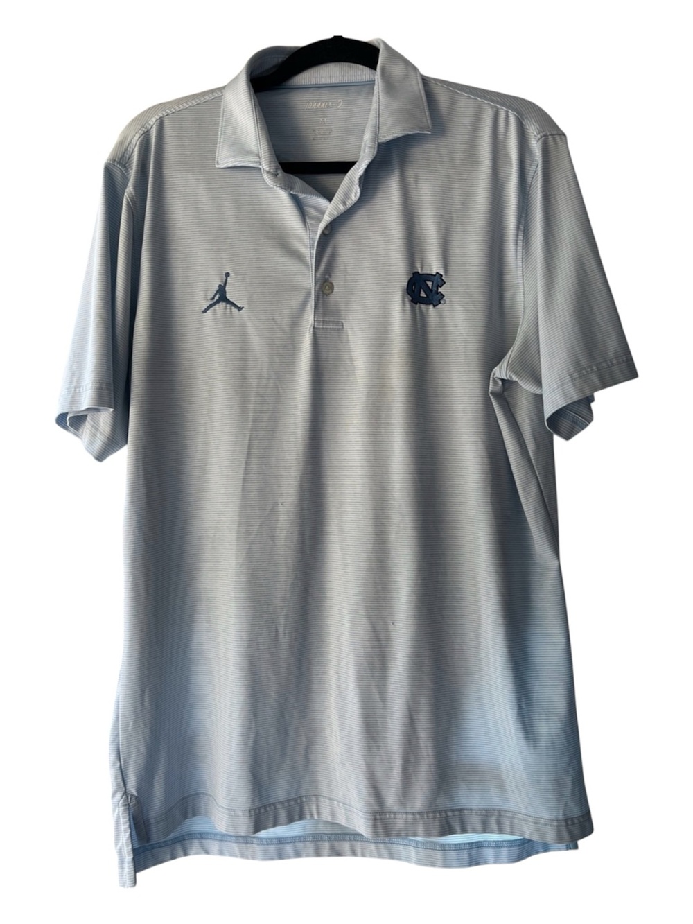 Johnnie O North Carolina Jordan Men's Blue Striped Performance Polo UNC Logo M